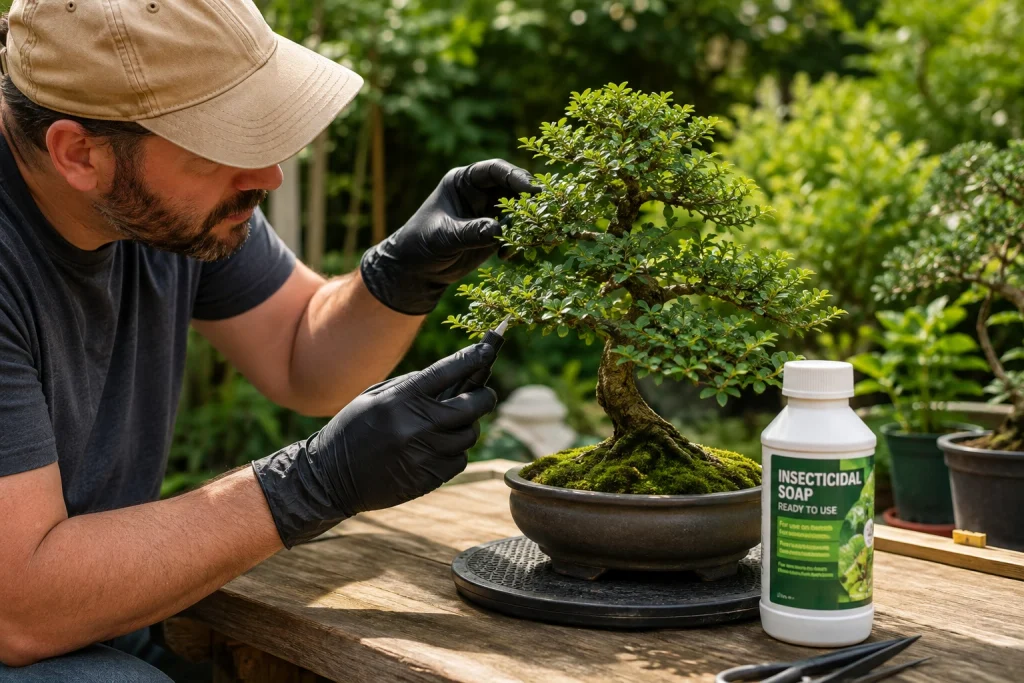 Safe treatment of bonsai pests and diseases on a small bonsai tree