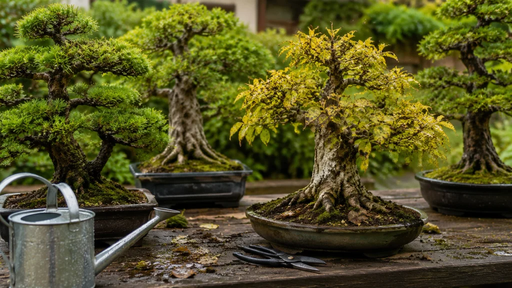 Can bonsai diseases spread between trees through tools, water, pests, and plant debris
