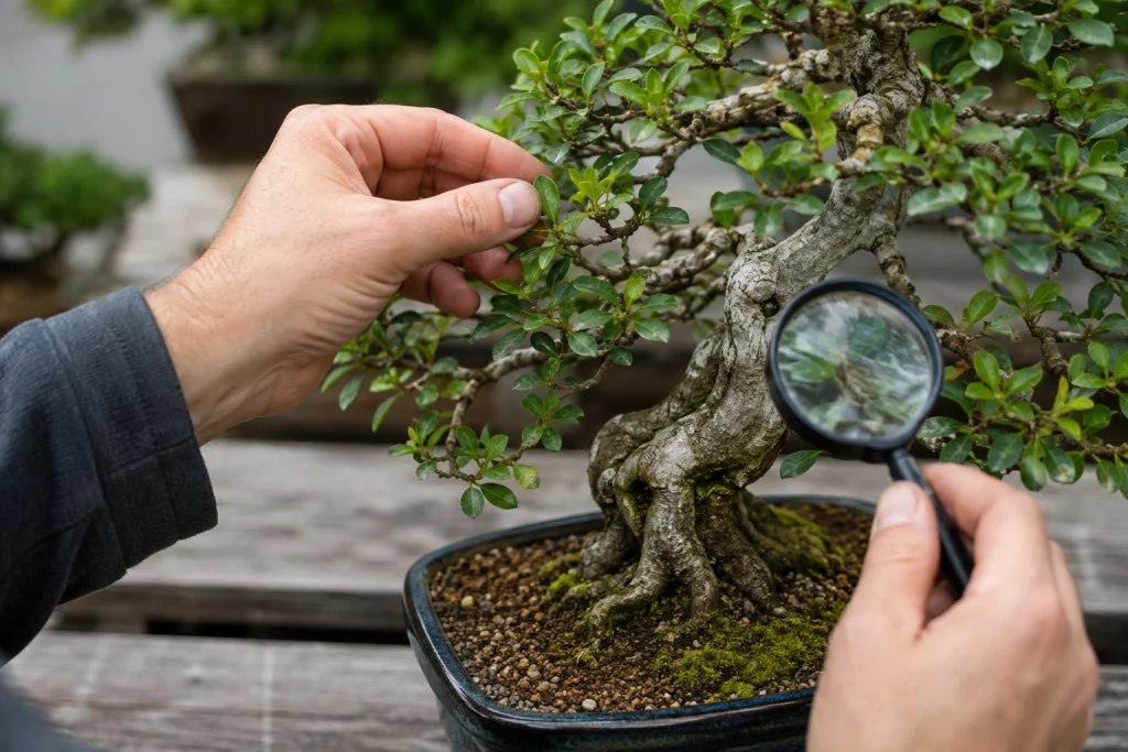 How to prevent pests and diseases on bonsai trees with regular inspection